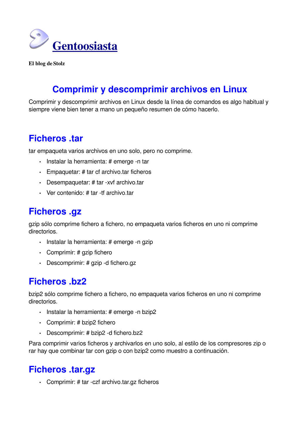 Comprimir Y Descomprimir Archivos En Linux