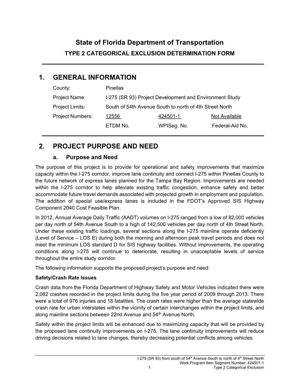 Type II Categorical Exclusion Determination 9.90 MB