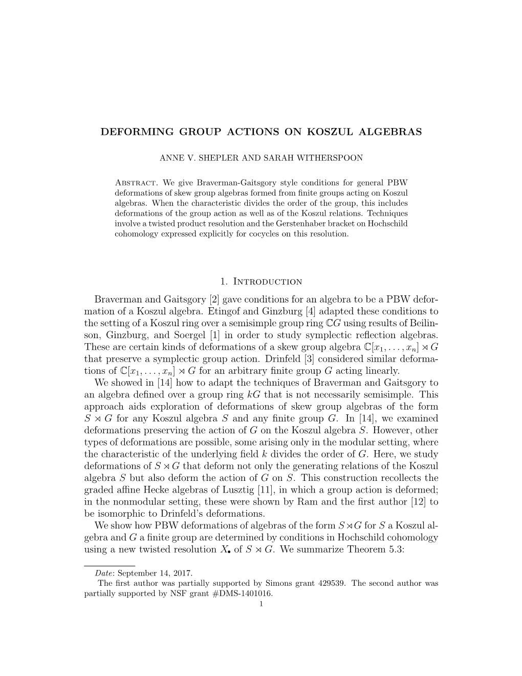 Deforming Group Actions on Koszul Algebras