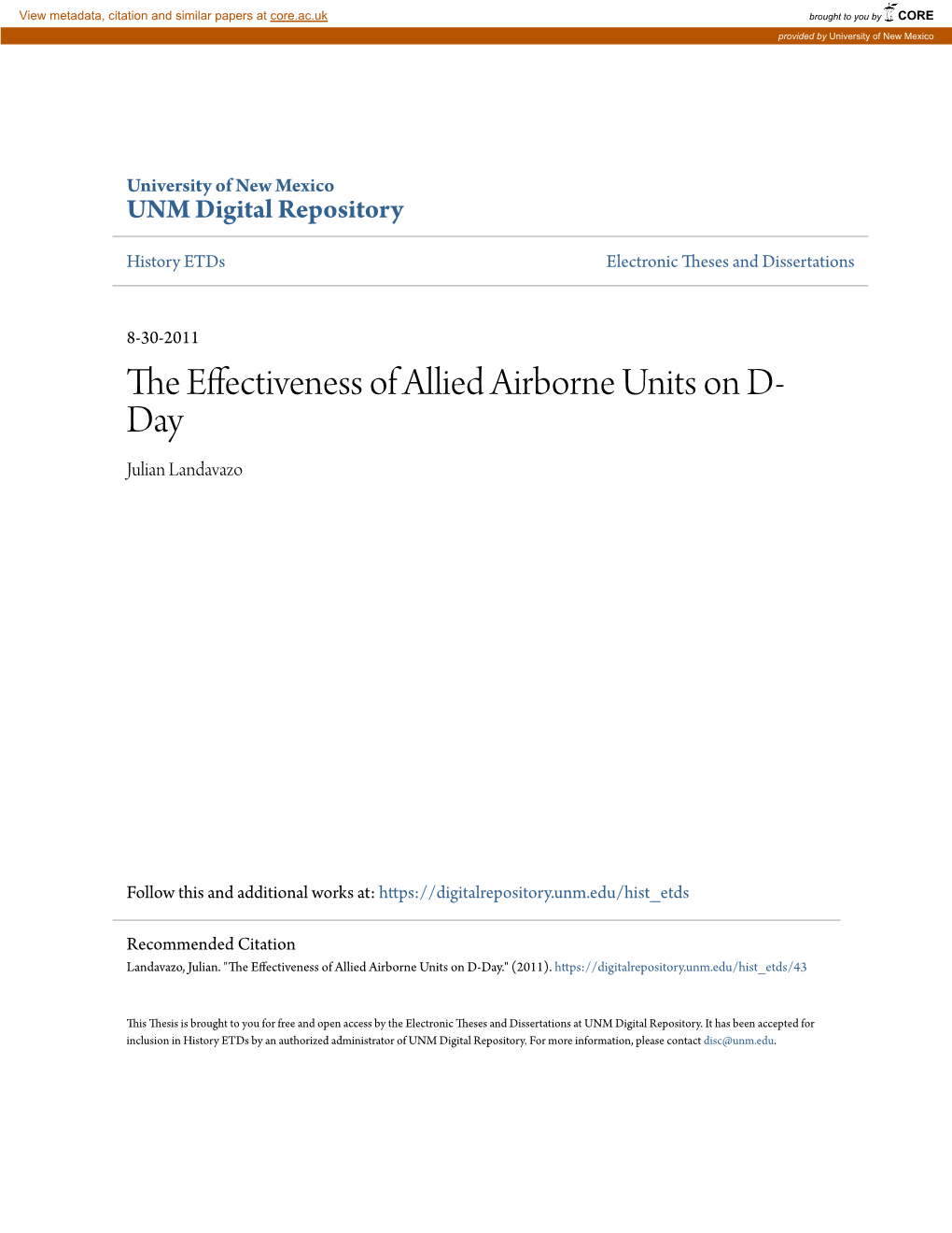 The Effectiveness of Allied Airborne Units on D-Day.