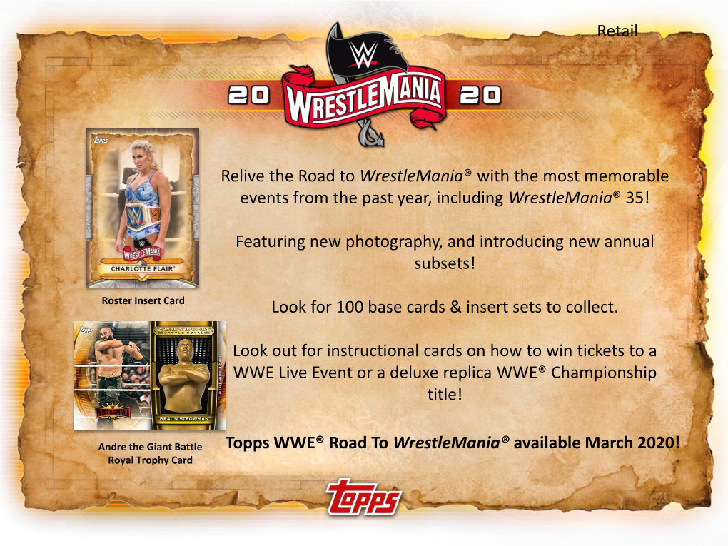 2020 Topps Road to Wrestlemania Trading Cards