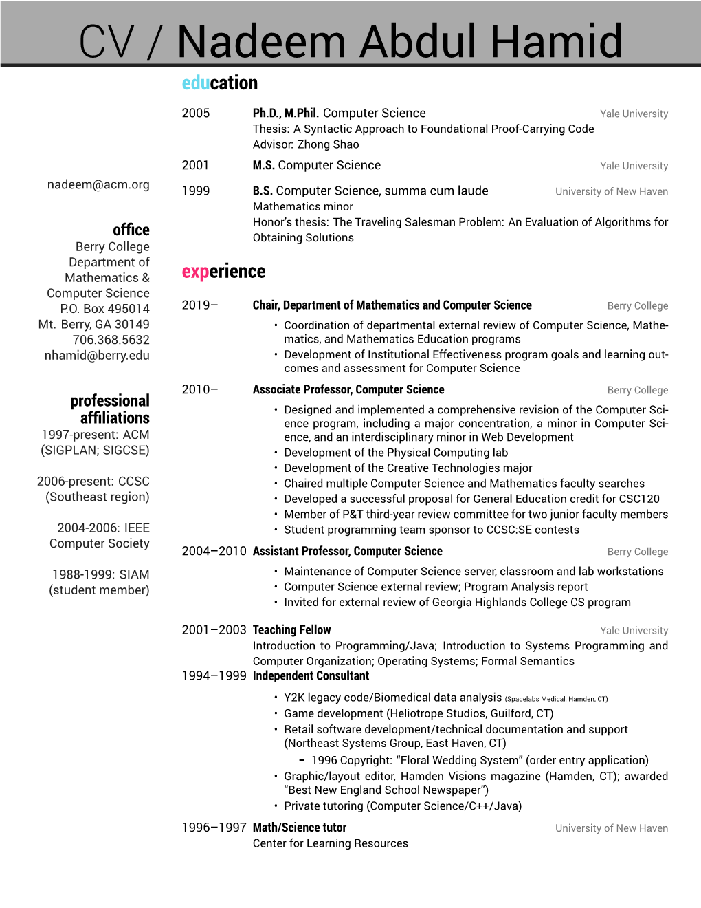 CV/Resume | Nadeem Abdul Hamid