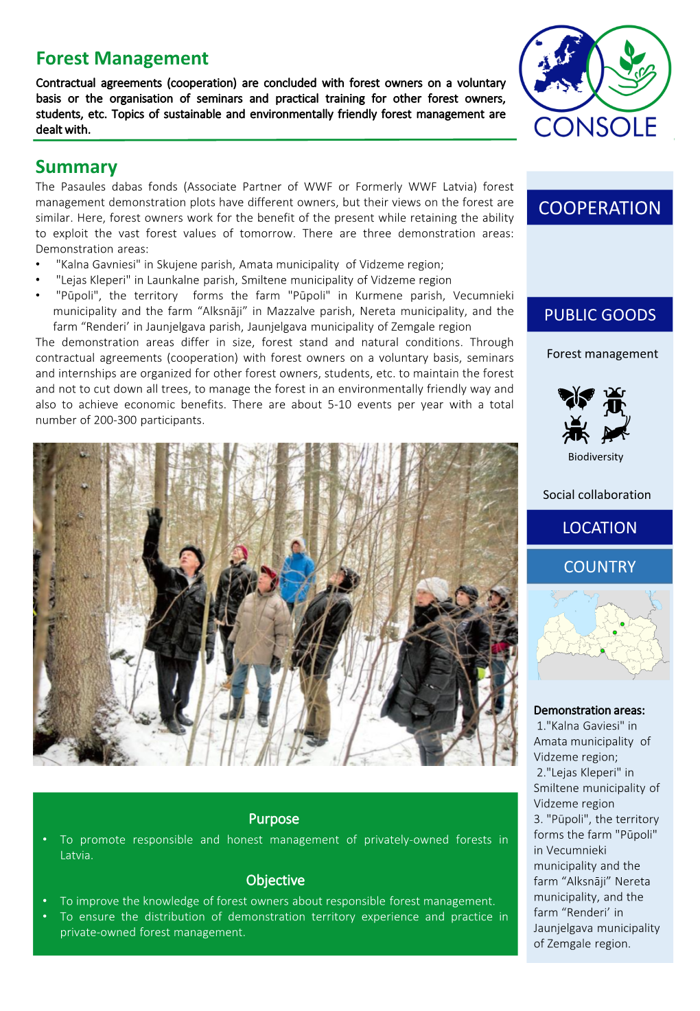 Forest Management Summary COOPERATION