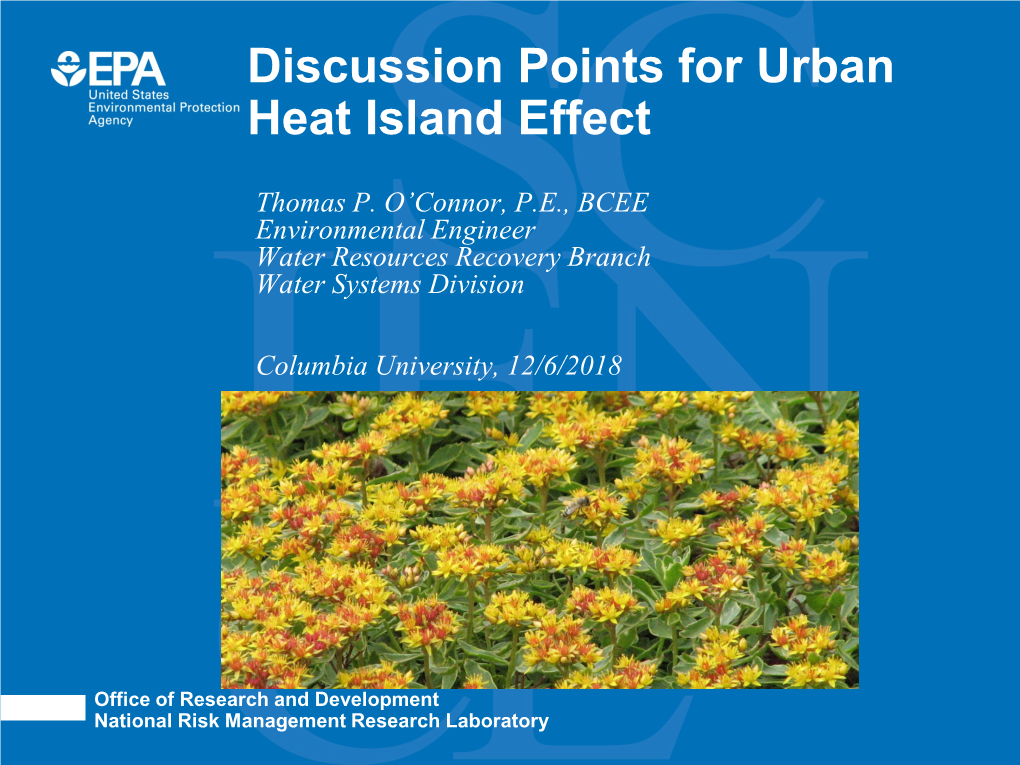 Discussion Points for Urban Heat Island Effect