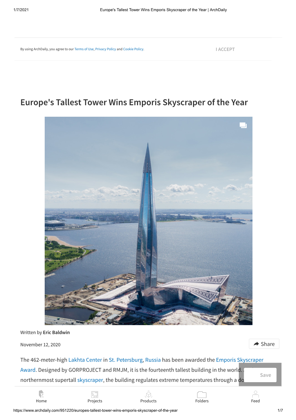 Europe's Tallest Tower Wins Emporis Skyscraper of the Year | Archdaily