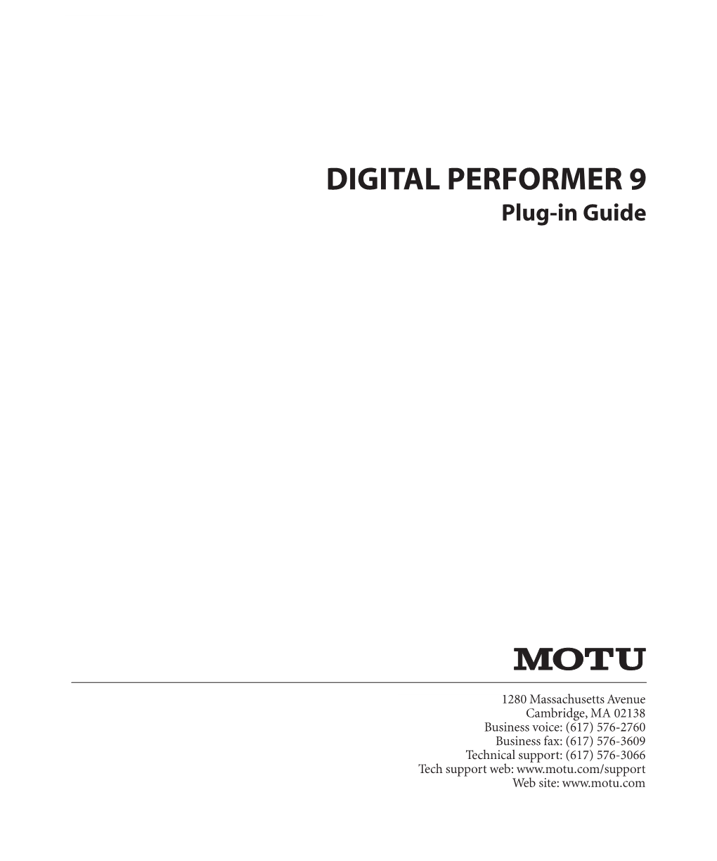 Digital Performer Plug-Ins Guide