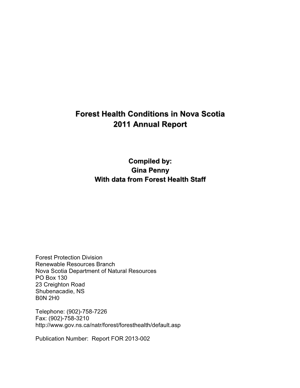 Status of Forest Pests in Nova Scotia