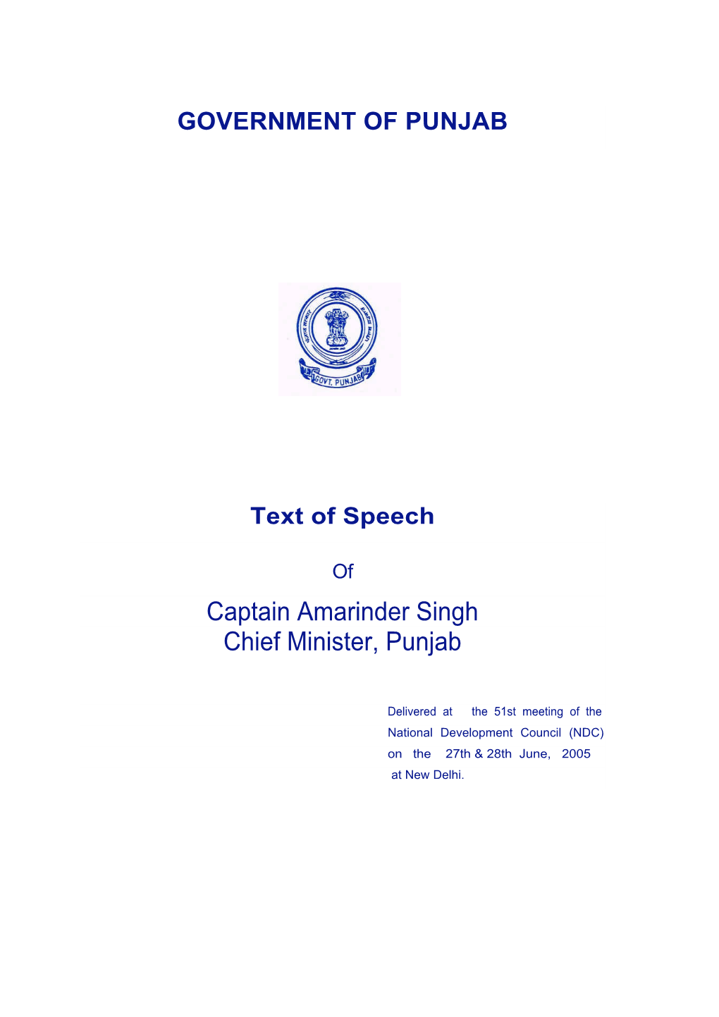 Captain Amarinder Singh Chief Minister, Punjab