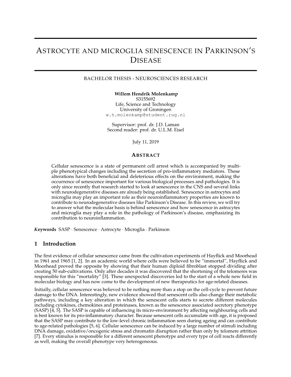 Astrocyte and Microglia Senescence in Parkinson's