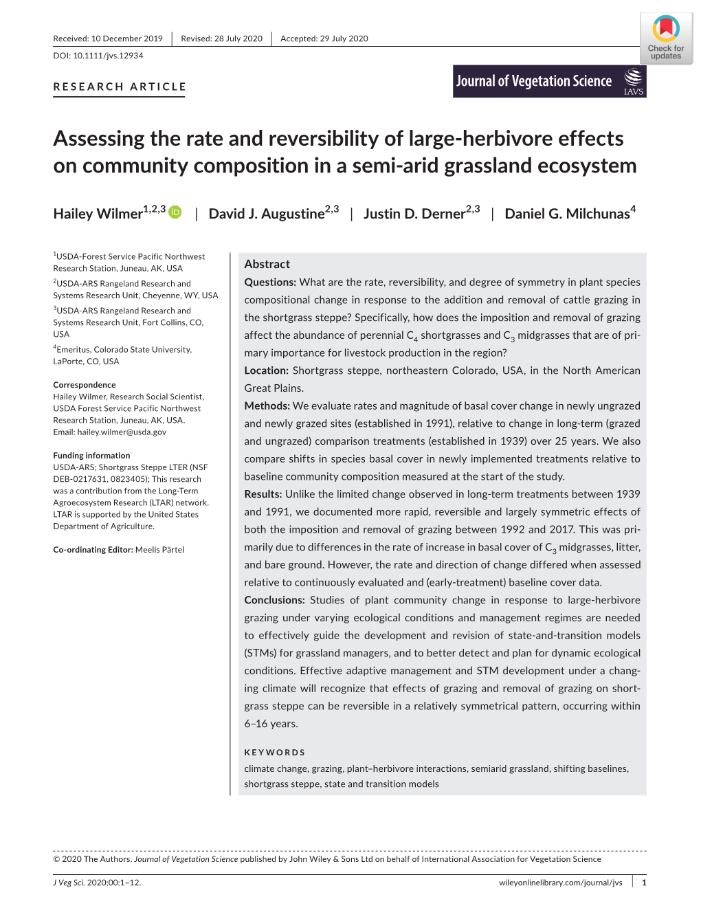 Assessing the Rate and Reversibility of Large‐Herbivore Effects On