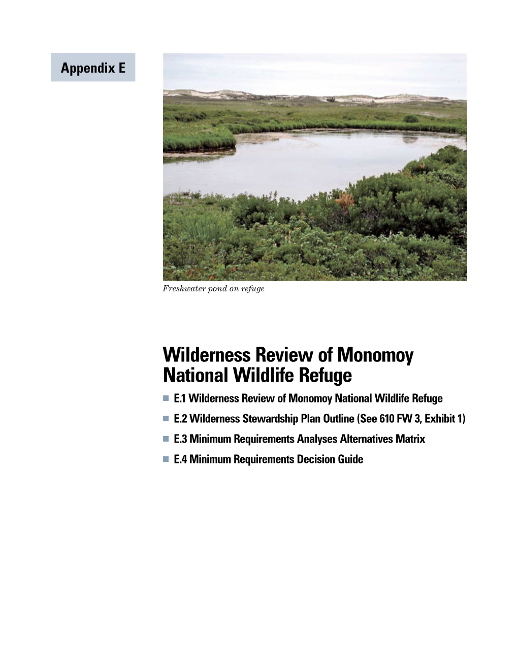 Wilderness Review of Monomoy National Wildlife Refuge