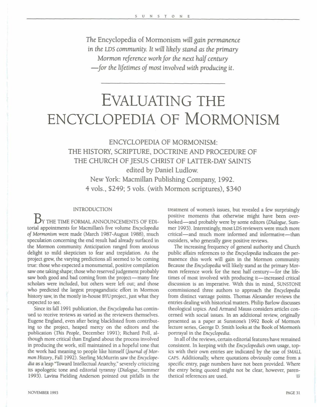 Evaluatingthe Encyclopedia of Mormonism