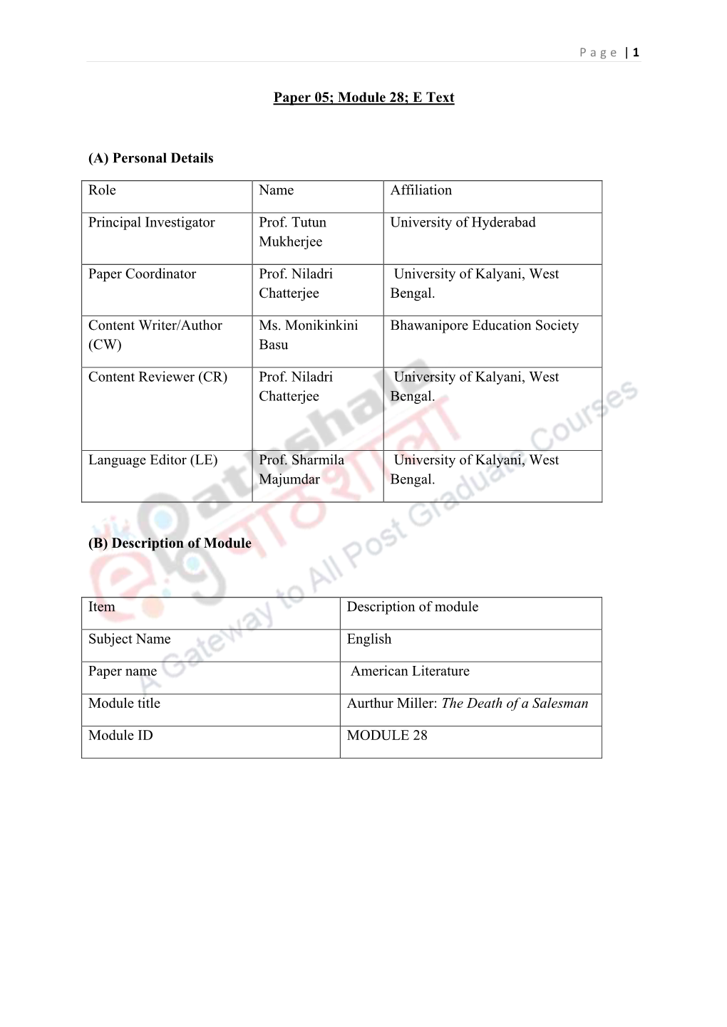 Paper 05; Module 28; E Text