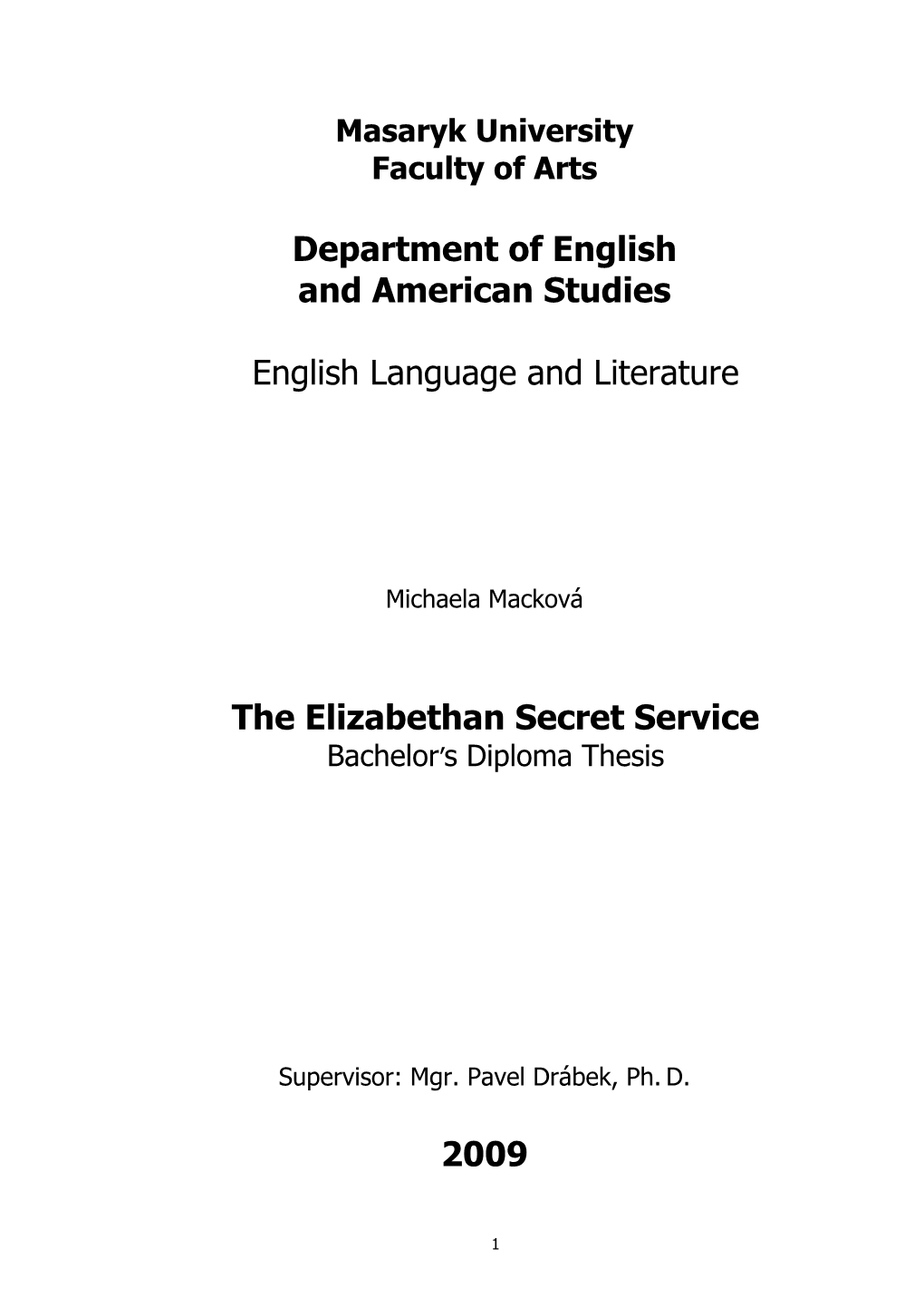 Department of English and American Studies English Language And