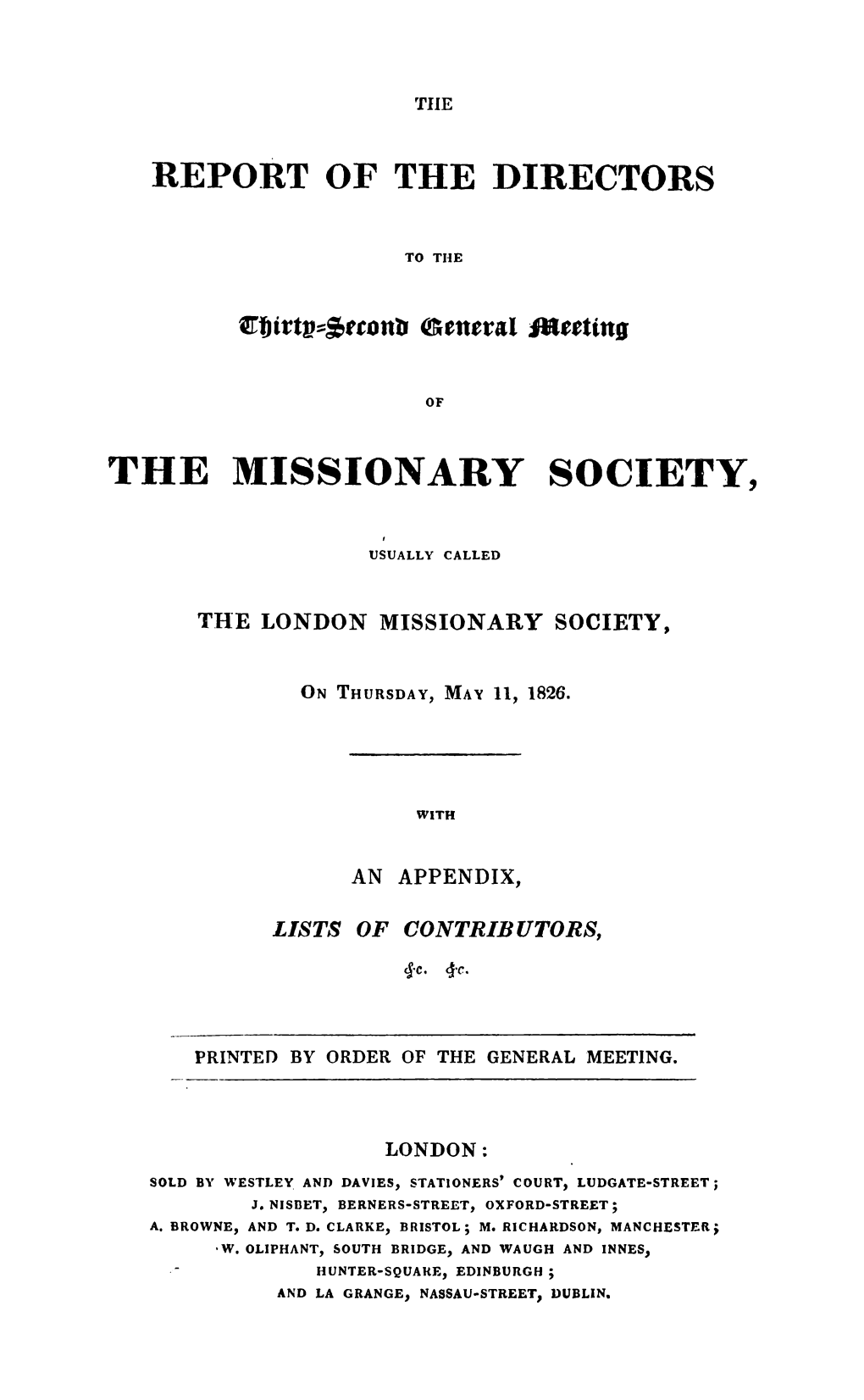 The Missionary Society