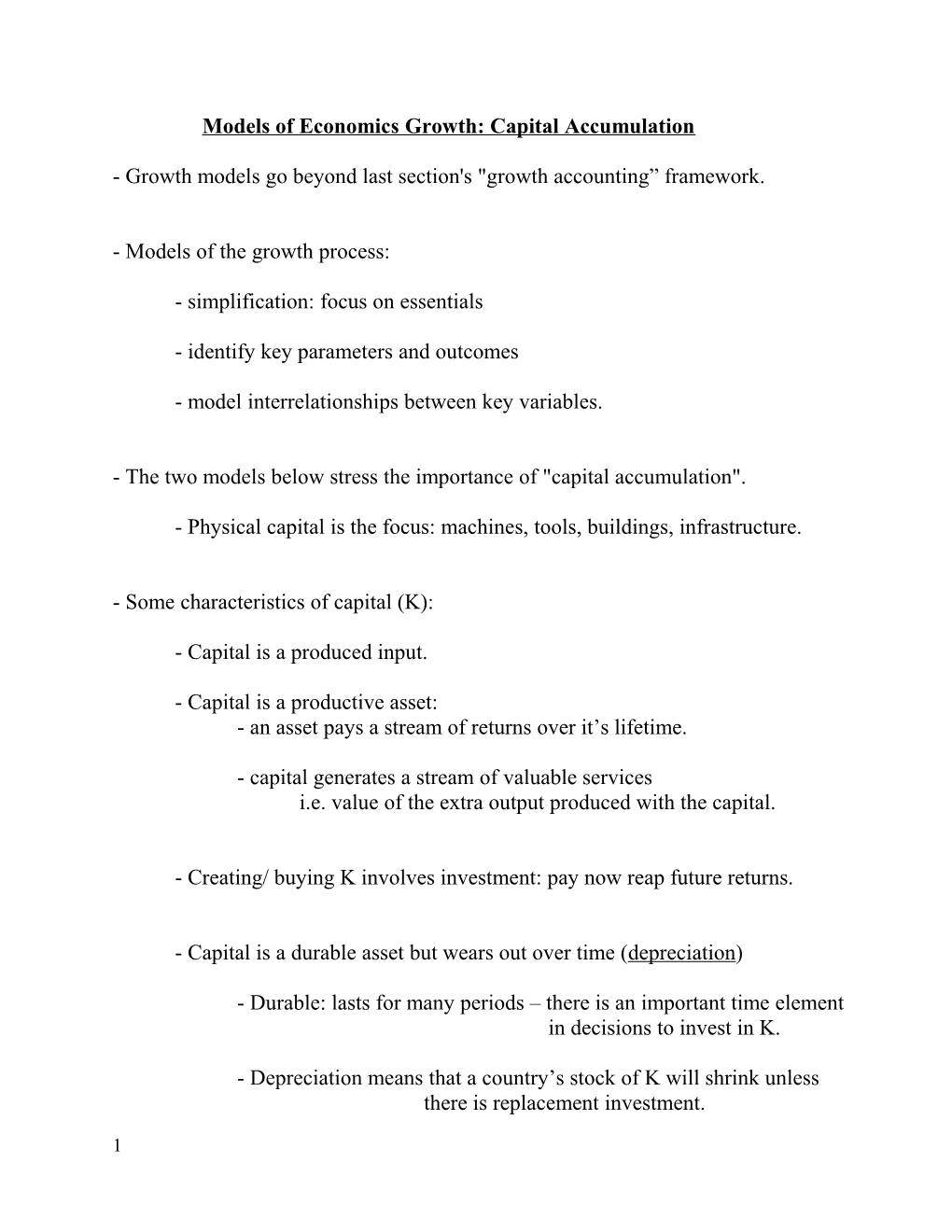 Models of Economics Growth