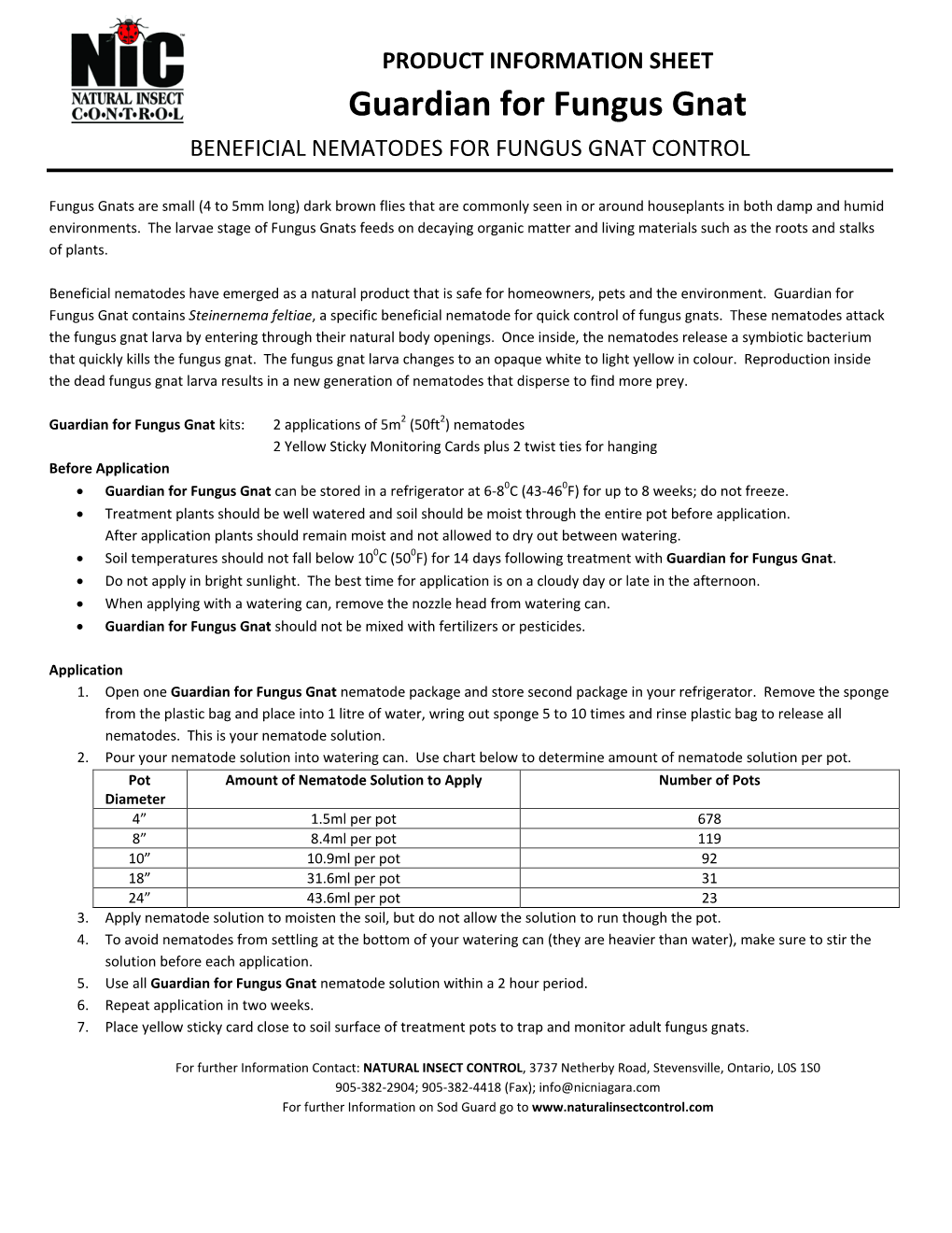 Guardian for Fungus Gnat BENEFICIAL NEMATODES for FUNGUS GNAT CONTROL