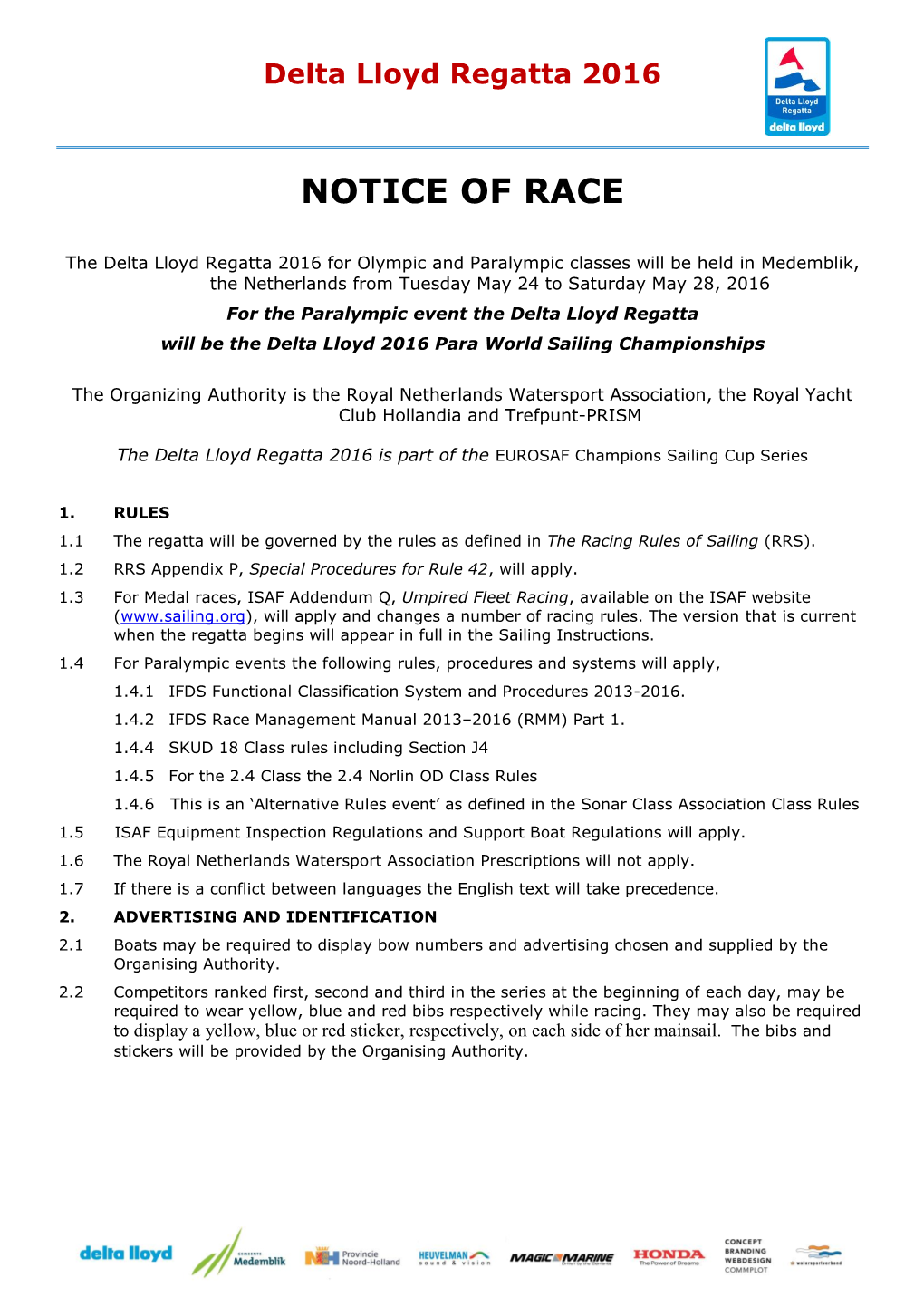 Notice of Race