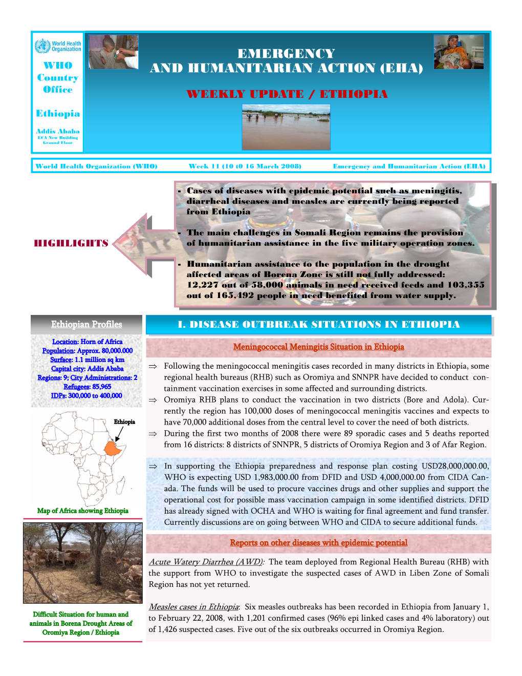 EHA Ethiopia Weekly Update –Week 11 / 2008