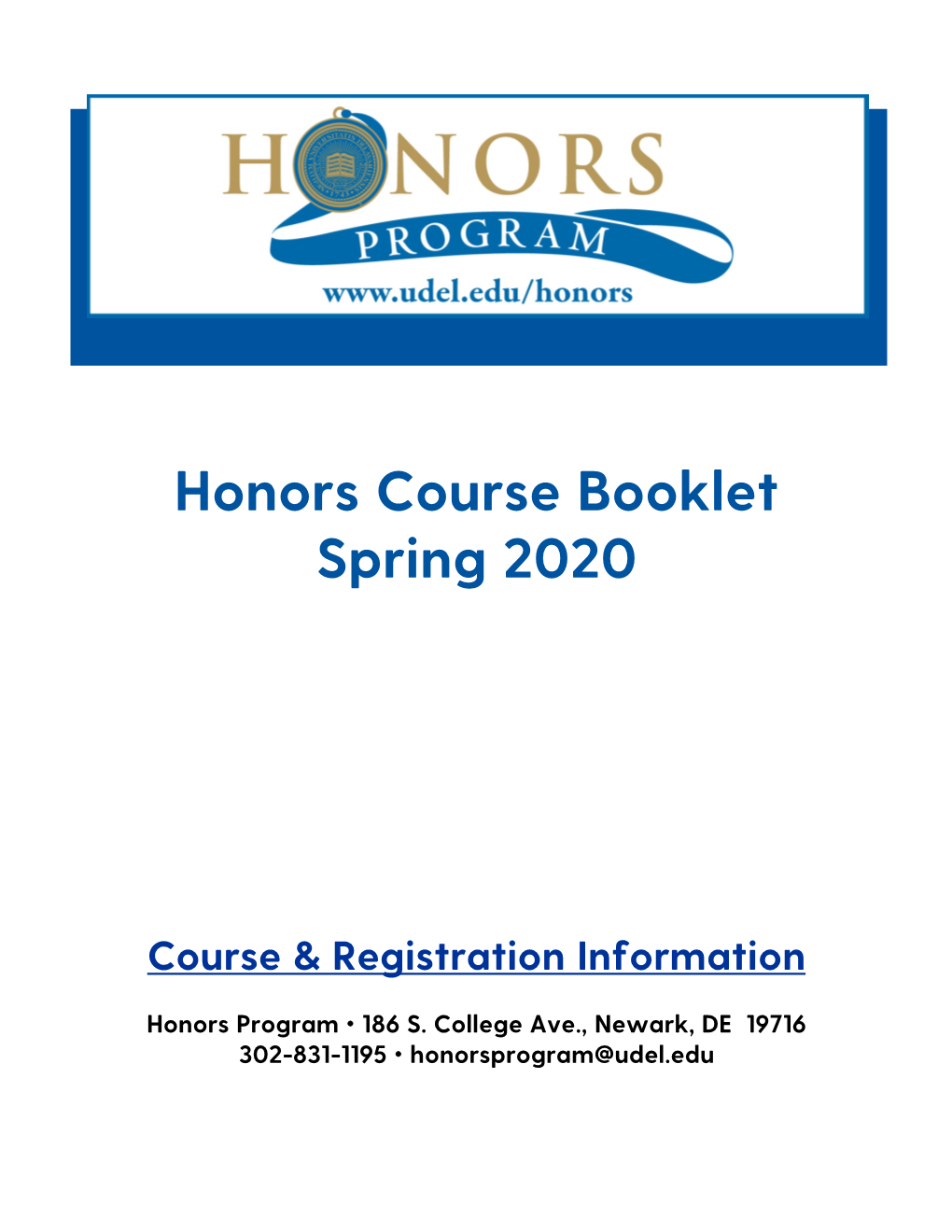 Honors Course Booklet Spring 2020