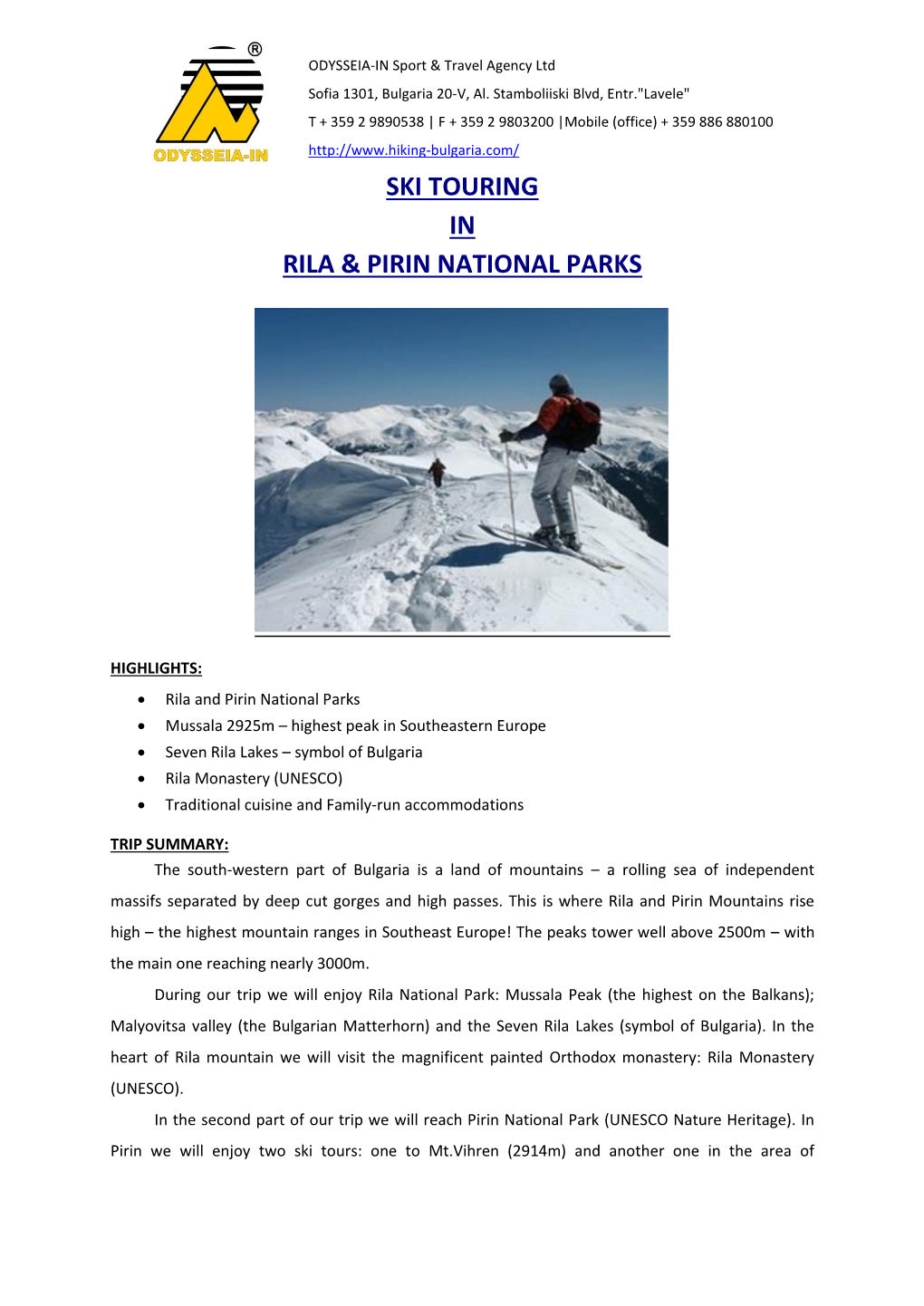 Ski Touring in Rila & Pirin National Parks