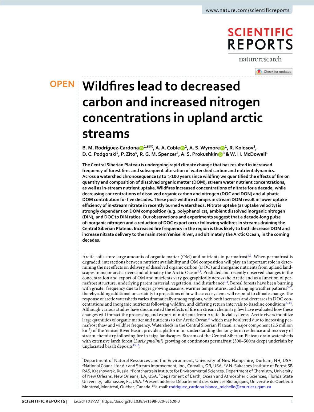 Wildfires Lead to Decreased Carbon and Increased Nitrogen