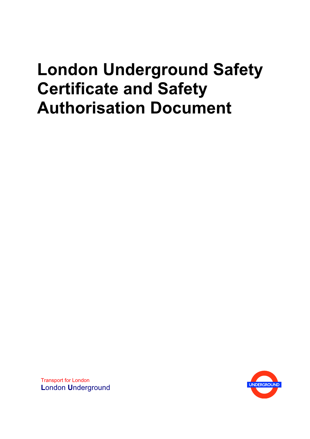 Safety Certificate and Safety Authorisation Document