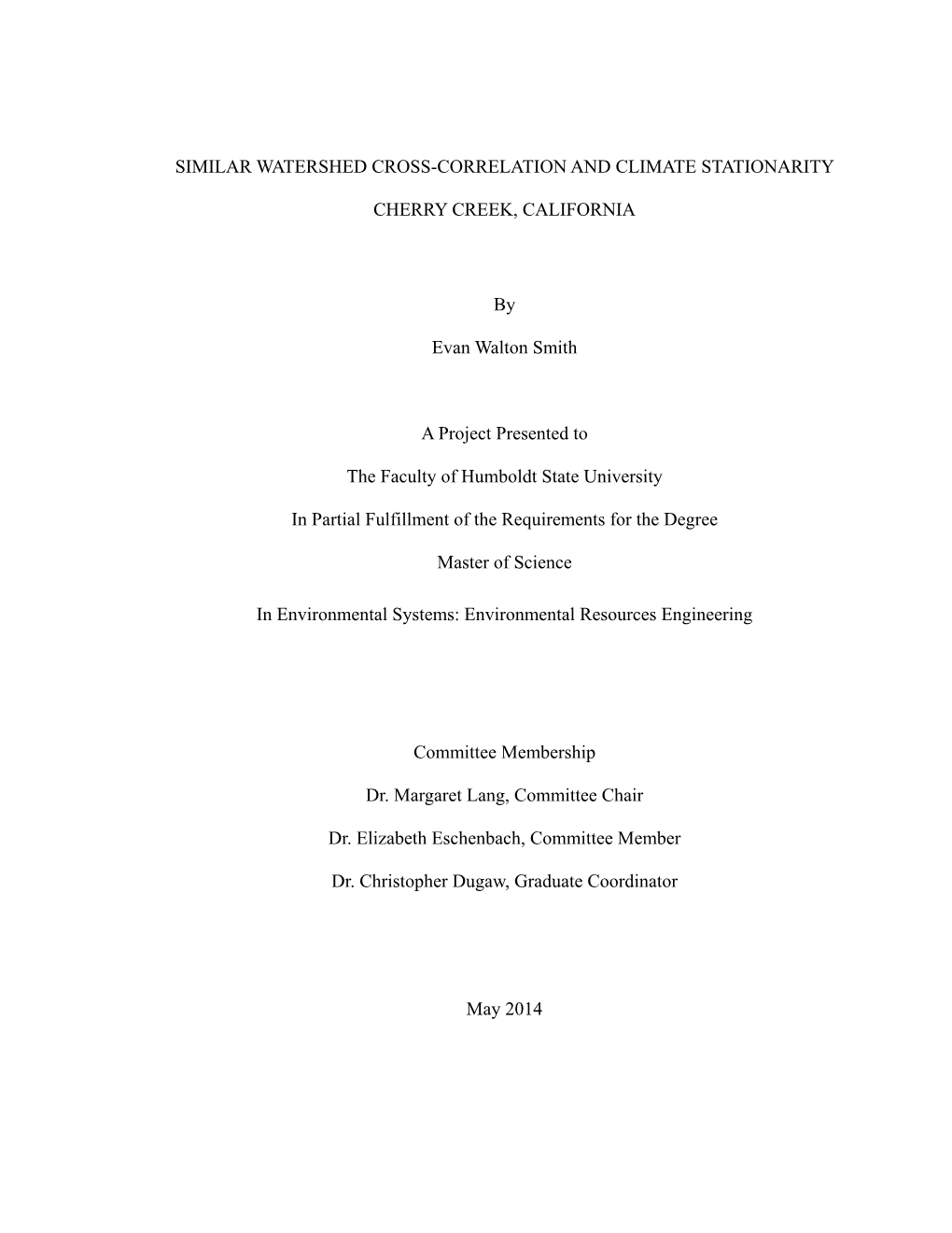 Similar Watershed Cross-Correlation and Climate Stationarity