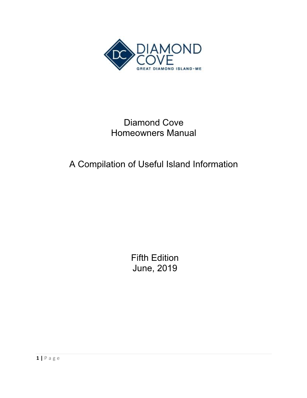 Diamond Cove Homeowners Manual a Compilation of Useful Island