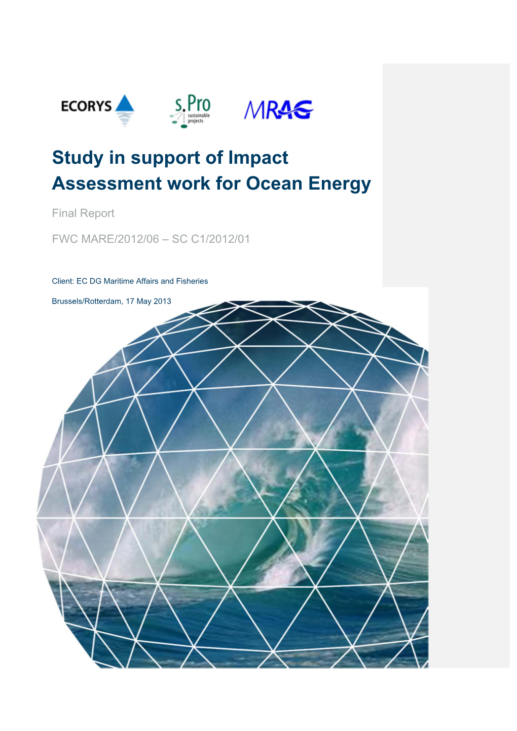 Study in Support of Impact Assessment Work for Ocean Energy