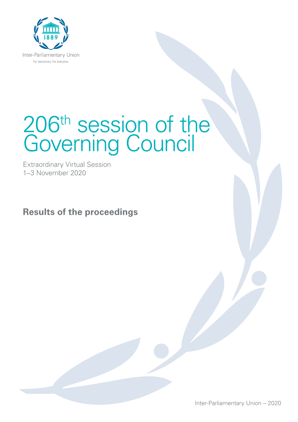 206Th Session of the Governing Council Extraordinary Virtual Session 1–3 November 2020