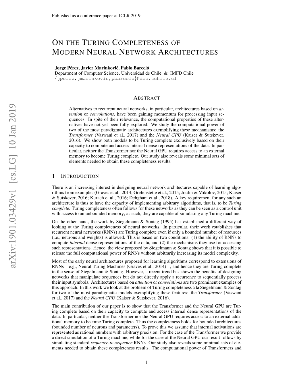 On the Turing Completeness of Modern Neural Network Architectures