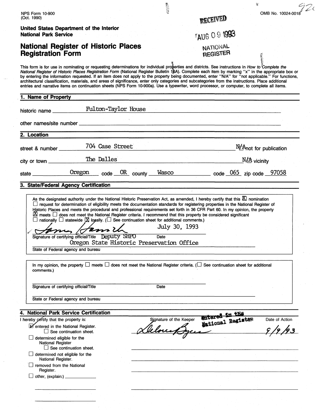 National Register of Historic Places Registration Form • .'