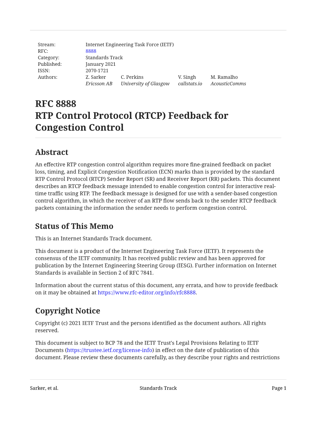 RFC 8888: RTP Control Protocol (RTCP