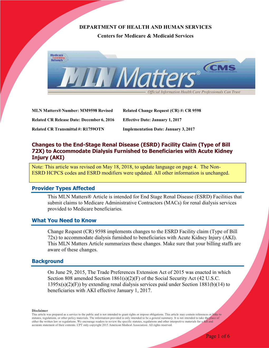 MLN Matters Article MM9598 Revised