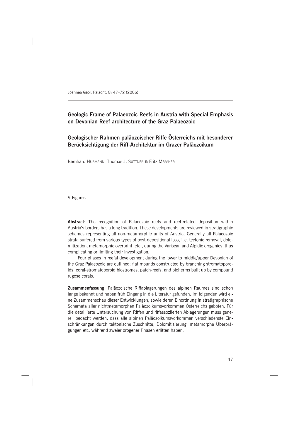 Geologic Frame of Palaeozoic Reefs in Austria with Special Emphasis on Devonian Reef-Architecture of the Graz Palaeozoic