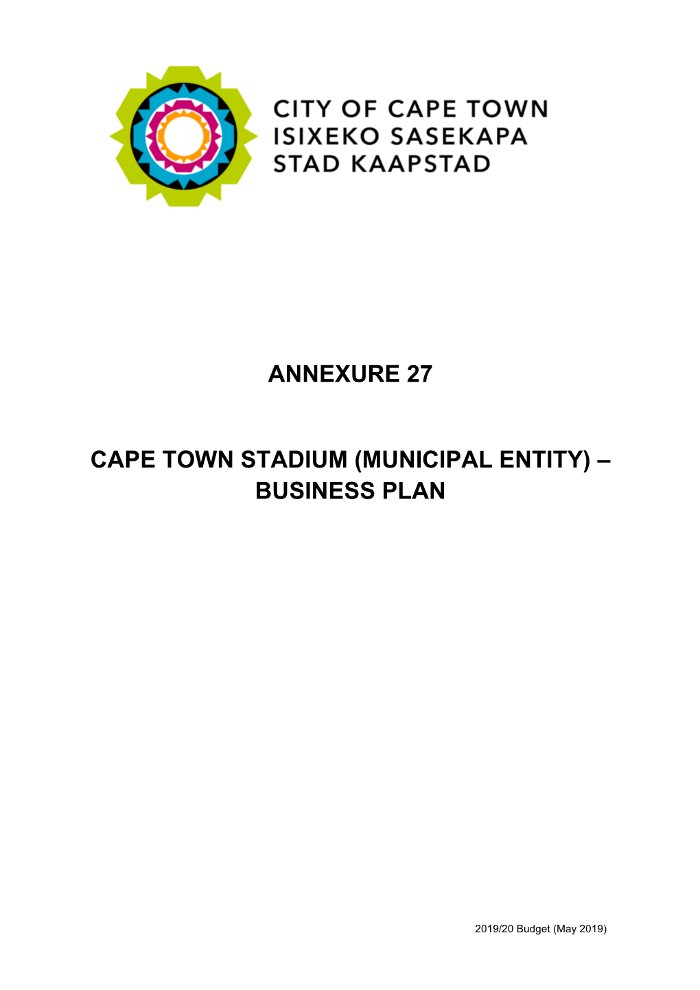 Annexure 27 Cape Town Stadium (Municipal Entity
