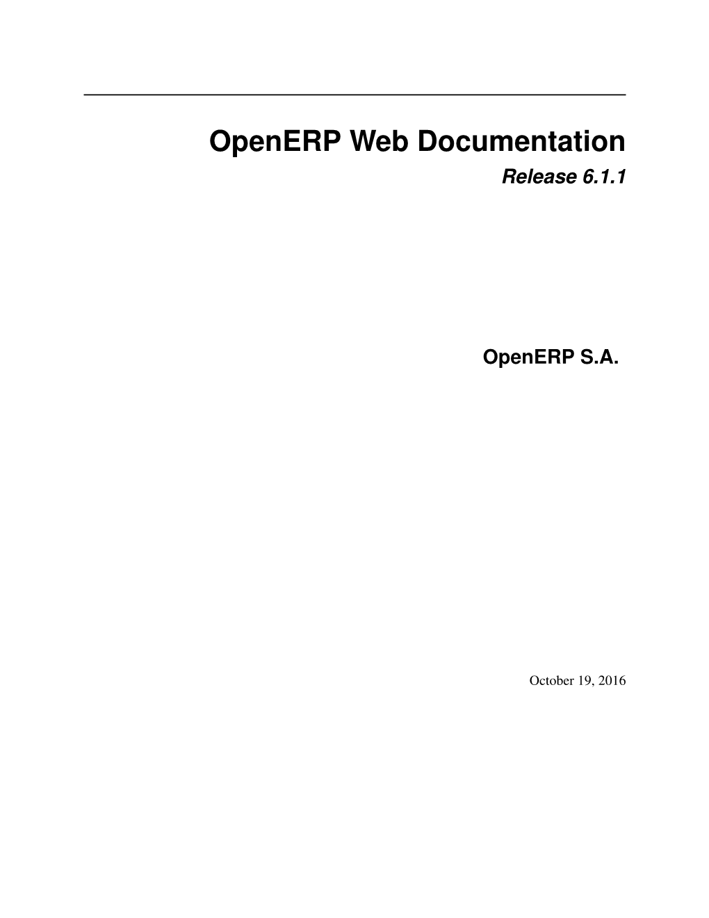 Openerp Web Documentation Release 6.1.1 Openerp SA