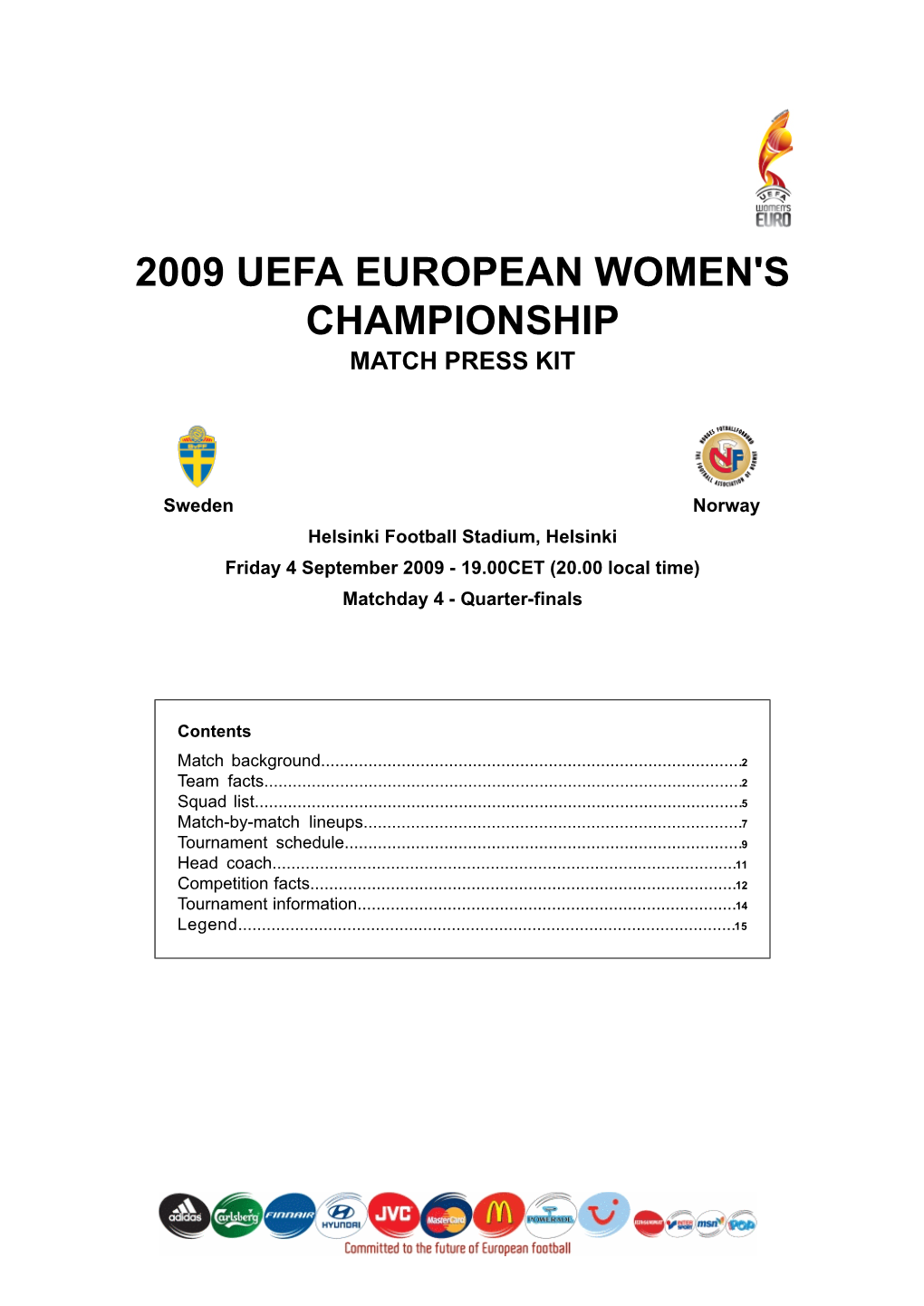 2009 Uefa European Women's Championship Match Press Kit