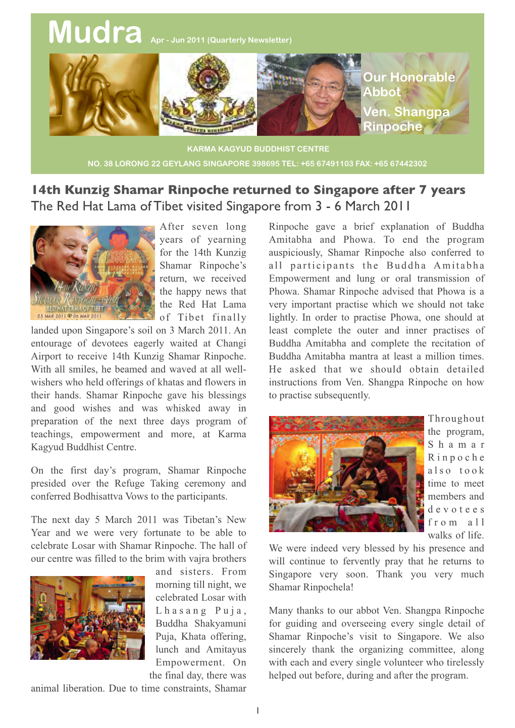 Mudra Apr - Jun 2011 (Quarterly Newsletter)