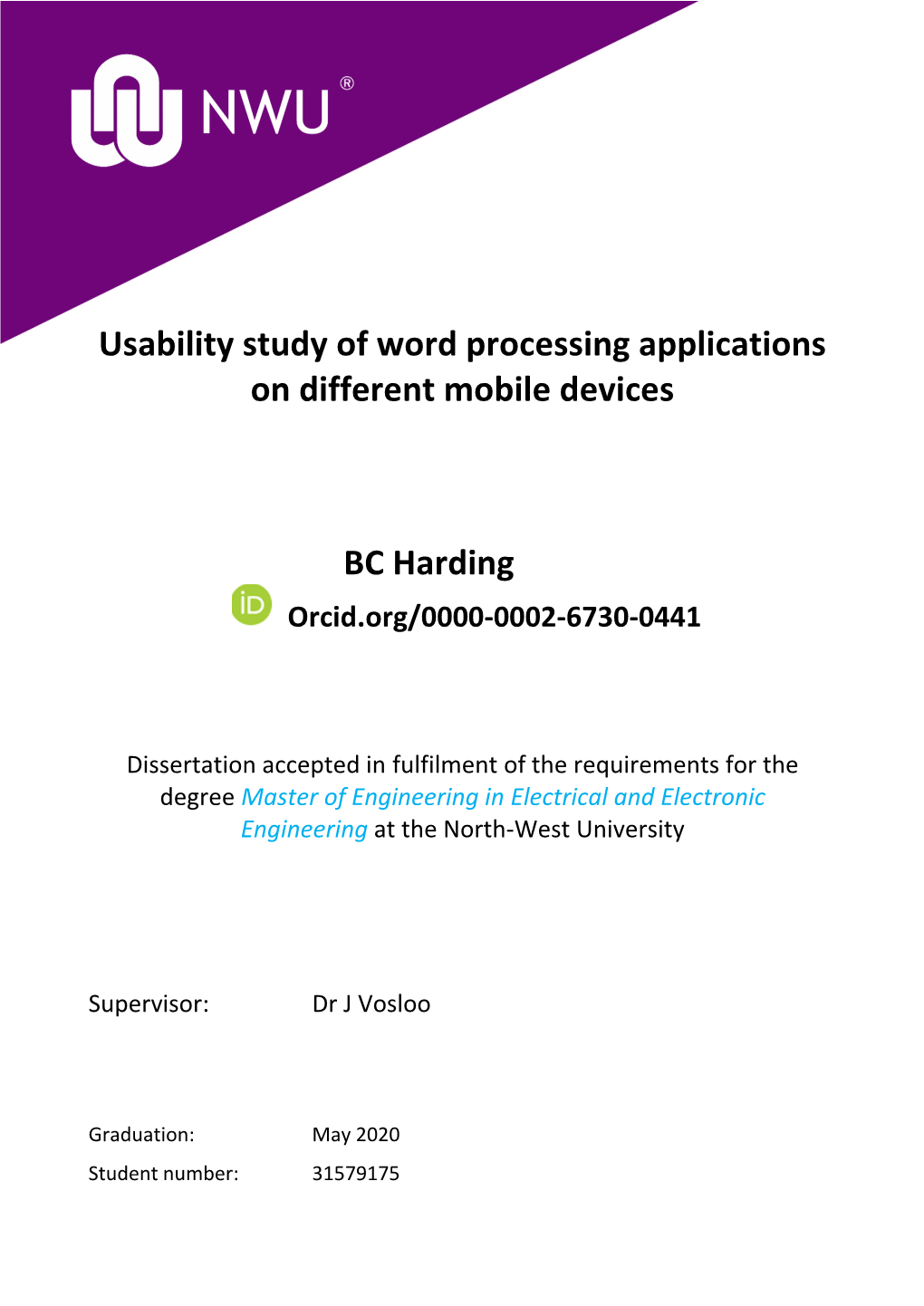 Usability Study of Word Processing Applications on Different Mobile Devices