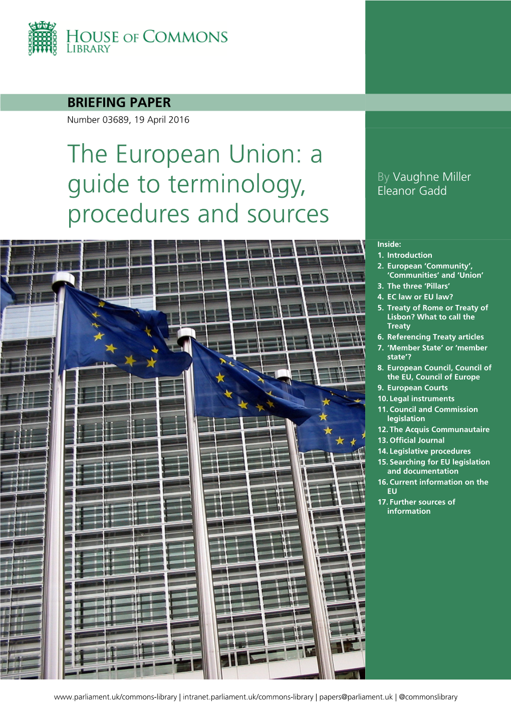 The European Union: a Guide to Terminology, Procedures and Sources