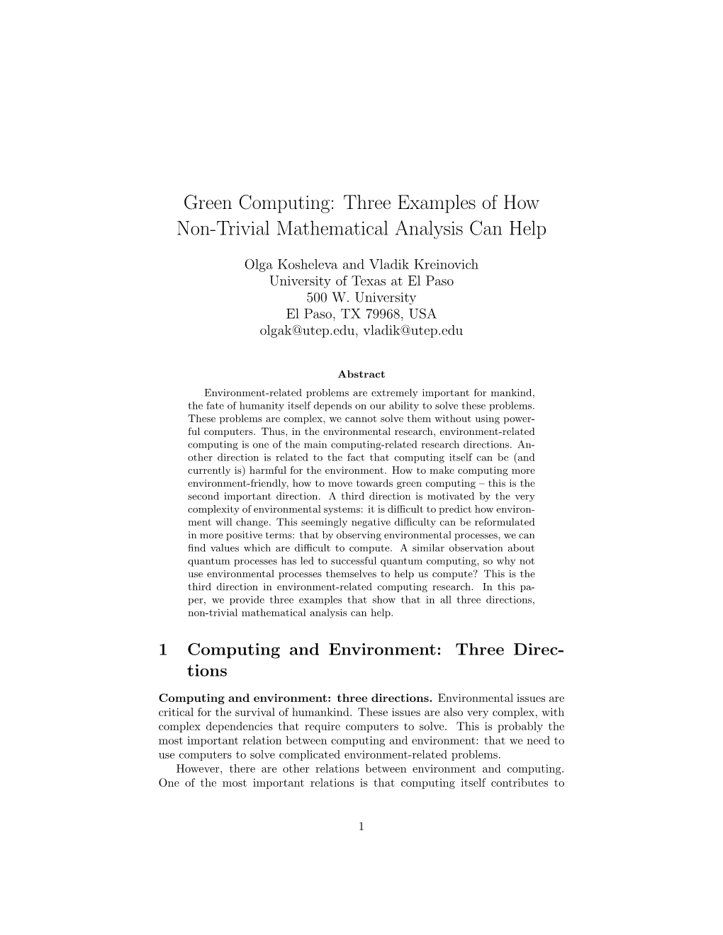 Green Computing: Three Examples of How Non-Trivial Mathematical Analysis Can Help