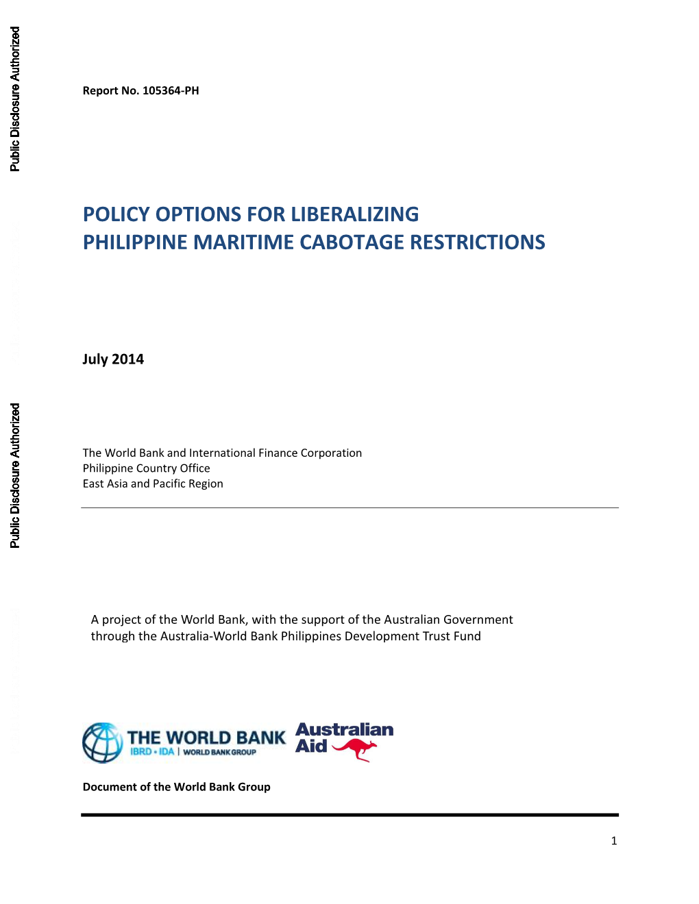 Policy Options for Liberalizing Philippine Maritime Cabotage Restrictions