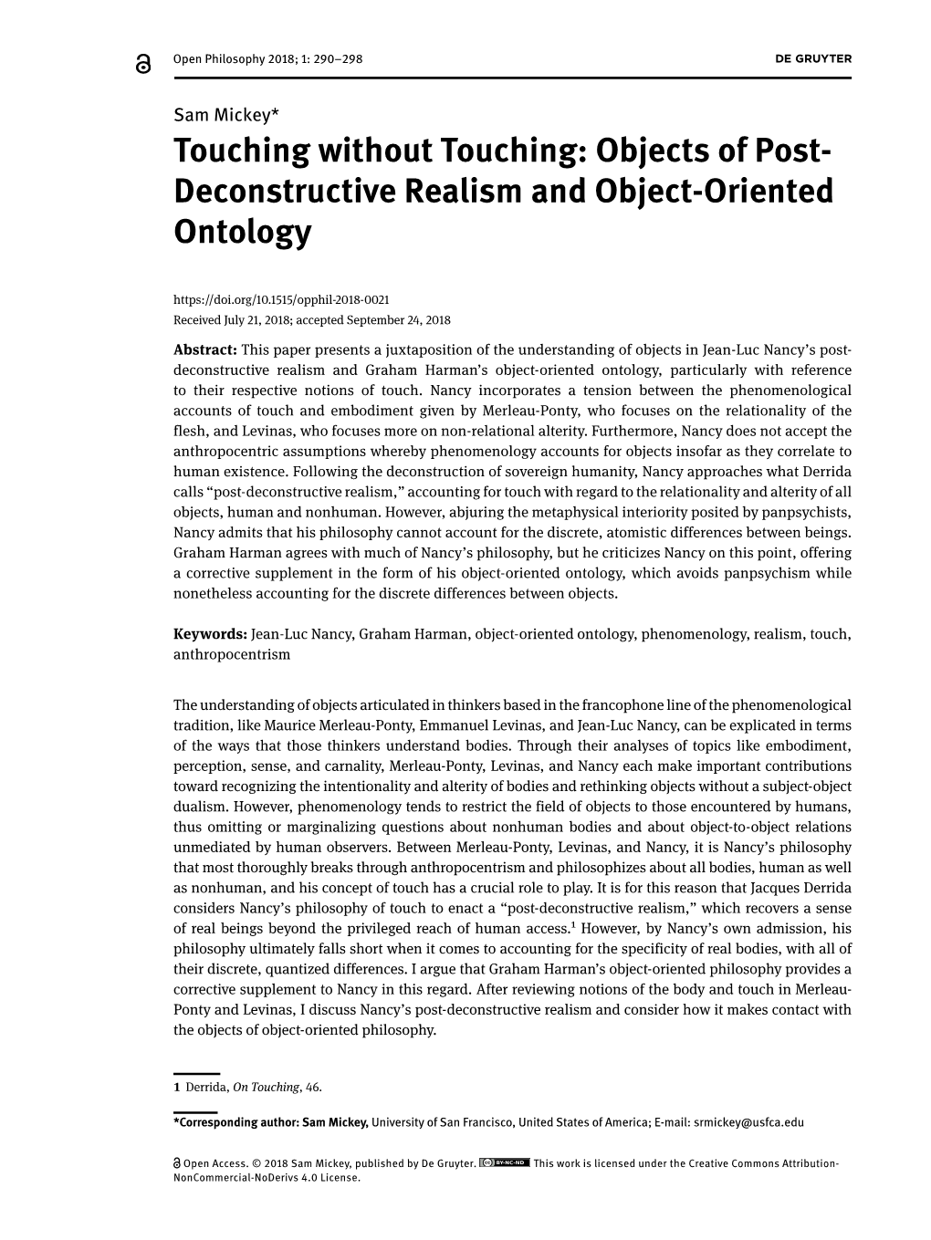 Deconstructive Realism and Object-Oriented Ontology