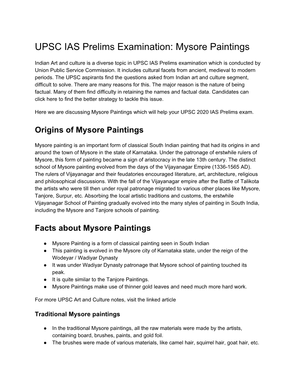 UPSC IAS Prelims Examination: Mysore Paintings