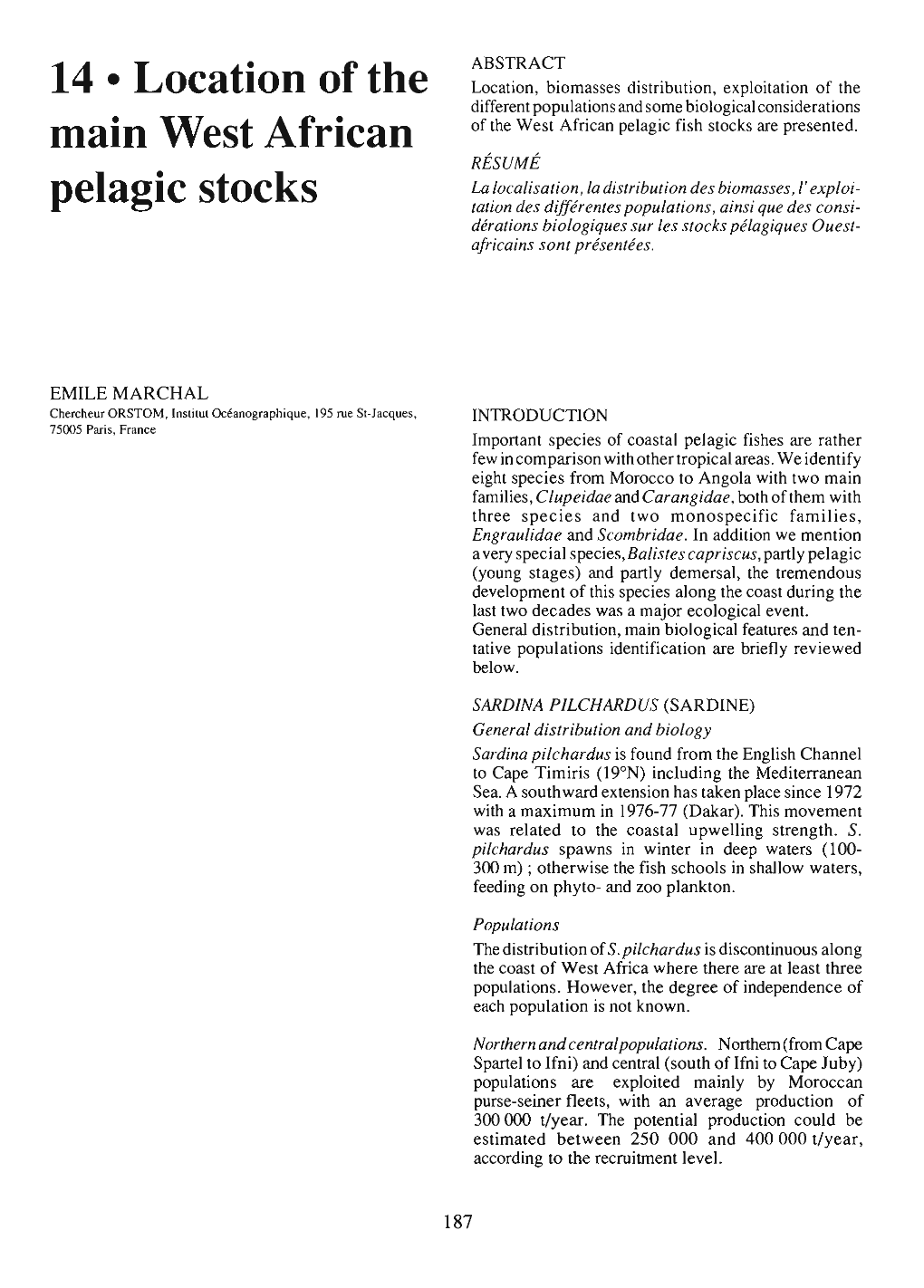 Location of the Main West African Pelagic Stocks