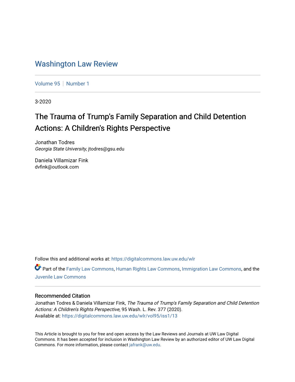 The Trauma of Trump's Family Separation and Child Detention Actions: a Children's Rights Perspective