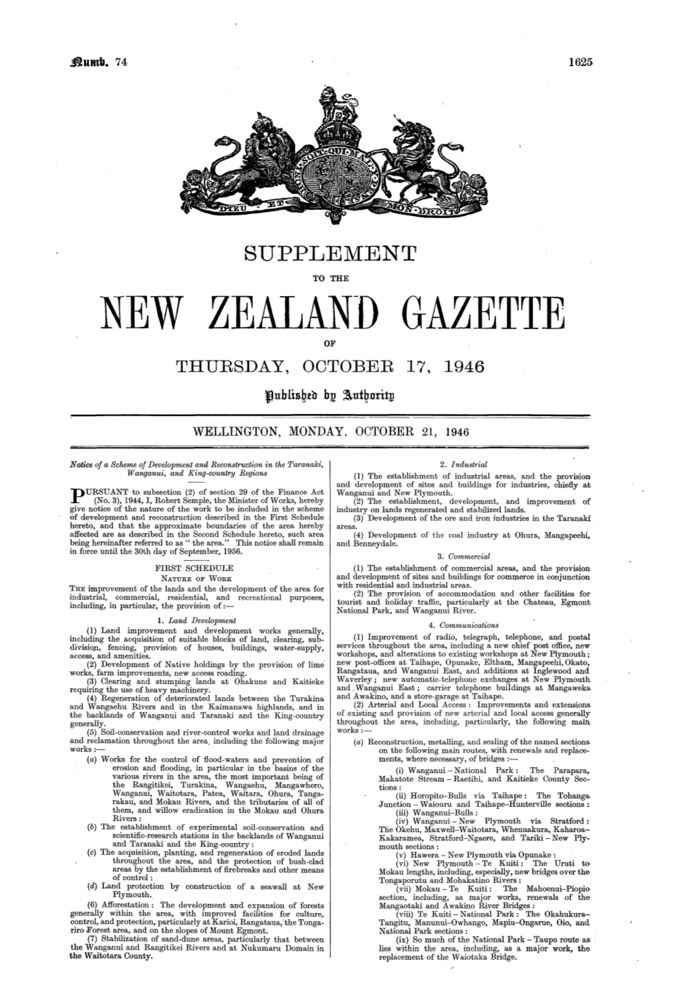 No 74, 21 October 1946, 1625
