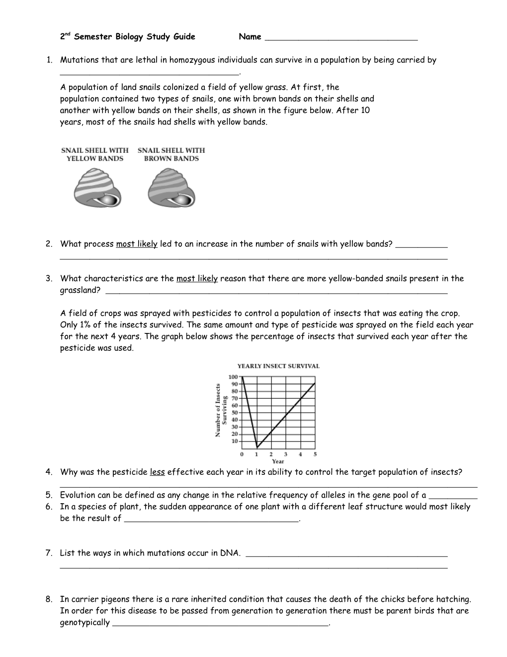 District 2Nd Semester Biology Study Guide Version A